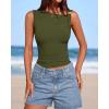 imageBTFBM Spring Tops for Women 2026 Asymmetrical Neck Sleeveless Going Out Summer Outfits Casual Ruched Y2k Tank Top ClothesArmy Green