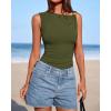 imageBTFBM Spring Tops for Women 2026 Asymmetrical Neck Sleeveless Going Out Summer Outfits Casual Ruched Y2k Tank Top ClothesArmy Green