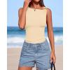 imageBTFBM Spring Tops for Women 2026 Asymmetrical Neck Sleeveless Going Out Summer Outfits Casual Ruched Y2k Tank Top ClothesBeige