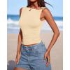 imageBTFBM Spring Tops for Women 2026 Asymmetrical Neck Sleeveless Going Out Summer Outfits Casual Ruched Y2k Tank Top ClothesBeige