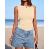 imageBTFBM Spring Tops for Women 2026 Asymmetrical Neck Sleeveless Going Out Summer Outfits Casual Ruched Y2k Tank Top ClothesBeige