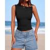 imageBTFBM Spring Tops for Women 2026 Asymmetrical Neck Sleeveless Going Out Summer Outfits Casual Ruched Y2k Tank Top ClothesBlack