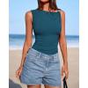 imageBTFBM Spring Tops for Women 2026 Asymmetrical Neck Sleeveless Going Out Summer Outfits Casual Ruched Y2k Tank Top ClothesDark Blue