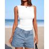 imageBTFBM Spring Tops for Women 2026 Asymmetrical Neck Sleeveless Going Out Summer Outfits Casual Ruched Y2k Tank Top ClothesWhite