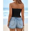 imageBTFBM Tube Tops for Women Spring Summer 2026 Backless Fitted Floral Embroidery Going Out Bandeau Top Beach VacationBlack