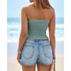 imageBTFBM Tube Tops for Women Spring Summer 2026 Backless Fitted Floral Embroidery Going Out Bandeau Top Beach VacationGreen