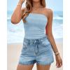 imageBTFBM Tube Tops for Women Spring Summer 2026 Backless Fitted Floral Embroidery Going Out Bandeau Top Beach VacationLight Blue