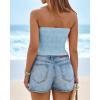 imageBTFBM Tube Tops for Women Spring Summer 2026 Backless Fitted Floral Embroidery Going Out Bandeau Top Beach VacationLight Blue
