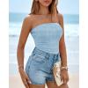 imageBTFBM Tube Tops for Women Spring Summer 2026 Backless Fitted Floral Embroidery Going Out Bandeau Top Beach VacationLight Blue