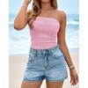 imageBTFBM Tube Tops for Women Spring Summer 2026 Backless Fitted Floral Embroidery Going Out Bandeau Top Beach VacationPink