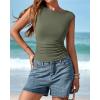 imageBTFBM Womens Summer Tops 2025 Boat Neck Cap Sleeve Tee Shirts Ruched Slim Fit Knit Going Out Tank Top Fashion ClothingArmy Green
