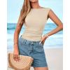 imageBTFBM Womens Summer Tops 2025 Boat Neck Cap Sleeve Tee Shirts Ruched Slim Fit Knit Going Out Tank Top Fashion ClothingBeige