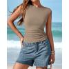 imageBTFBM Womens Summer Tops 2025 Boat Neck Cap Sleeve Tee Shirts Ruched Slim Fit Knit Going Out Tank Top Fashion ClothingKhaki