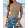 imageBTFBM Womens Summer Tops 2025 Boat Neck Cap Sleeve Tee Shirts Ruched Slim Fit Knit Going Out Tank Top Fashion ClothingKhaki