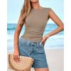 imageBTFBM Womens Summer Tops 2025 Boat Neck Cap Sleeve Tee Shirts Ruched Slim Fit Knit Going Out Tank Top Fashion ClothingKhaki