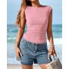 imageBTFBM Womens Summer Tops 2025 Boat Neck Cap Sleeve Tee Shirts Ruched Slim Fit Knit Going Out Tank Top Fashion ClothingPink