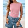 imageBTFBM Womens Summer Tops 2025 Boat Neck Cap Sleeve Tee Shirts Ruched Slim Fit Knit Going Out Tank Top Fashion ClothingPink