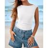imageBTFBM Womens Summer Tops 2025 Boat Neck Cap Sleeve Tee Shirts Ruched Slim Fit Knit Going Out Tank Top Fashion ClothingWhite