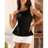 imageBTFBM Womens Summer Tops 2026 Business Casual Outfits Crew Neck Sleeveless Shirts Slim Fit Peplum Tank TopBlack