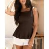 imageBTFBM Womens Summer Tops 2026 Business Casual Outfits Crew Neck Sleeveless Shirts Slim Fit Peplum Tank TopDark Brown