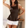 imageBTFBM Womens Summer Tops 2026 Business Casual Outfits Crew Neck Sleeveless Shirts Slim Fit Peplum Tank TopDark Brown