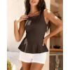 imageBTFBM Womens Summer Tops 2026 Business Casual Outfits Crew Neck Sleeveless Shirts Slim Fit Peplum Tank TopDark Brown