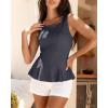 imageBTFBM Womens Summer Tops 2026 Business Casual Outfits Crew Neck Sleeveless Shirts Slim Fit Peplum Tank TopDark Grey
