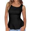 imageBTFBM Womens Summer Tops 2026 Business Casual Outfits Crew Neck Sleeveless Shirts Slim Fit Peplum Tank TopBlack