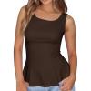 imageBTFBM Womens Summer Tops 2026 Business Casual Outfits Crew Neck Sleeveless Shirts Slim Fit Peplum Tank TopDark Brown