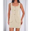 imageBTFBM 2 Piece Sets For Women Summer 2026 Spring Sleeveless Button Up Blazer Vest Tops Skirt Sets Business Casual OutfitsBeige