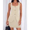 imageBTFBM 2 Piece Sets For Women Summer 2026 Spring Sleeveless Button Up Blazer Vest Tops Skirt Sets Business Casual OutfitsBeige