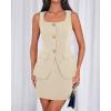 imageBTFBM 2 Piece Sets For Women Summer 2026 Spring Sleeveless Button Up Blazer Vest Tops Skirt Sets Business Casual OutfitsBeige