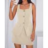 imageBTFBM 2 Piece Sets For Women Summer 2026 Spring Sleeveless Button Up Blazer Vest Tops Skirt Sets Business Casual OutfitsBeige