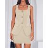 imageBTFBM 2 Piece Sets For Women Summer 2026 Spring Sleeveless Button Up Blazer Vest Tops Skirt Sets Business Casual OutfitsBeige