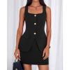 imageBTFBM 2 Piece Sets For Women Summer 2026 Spring Sleeveless Button Up Blazer Vest Tops Skirt Sets Business Casual OutfitsBlack