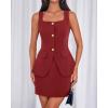 imageBTFBM 2 Piece Sets For Women Summer 2026 Spring Sleeveless Button Up Blazer Vest Tops Skirt Sets Business Casual OutfitsBurgundy