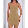 imageBTFBM 2 Piece Sets For Women Summer 2026 Spring Sleeveless Button Up Blazer Vest Tops Skirt Sets Business Casual OutfitsKhaki