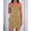 imageBTFBM 2 Piece Sets For Women Summer 2026 Spring Sleeveless Button Up Blazer Vest Tops Skirt Sets Business Casual OutfitsKhaki