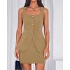 imageBTFBM 2 Piece Sets For Women Summer 2026 Spring Sleeveless Button Up Blazer Vest Tops Skirt Sets Business Casual OutfitsKhaki