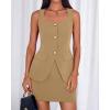 imageBTFBM 2 Piece Sets For Women Summer 2026 Spring Sleeveless Button Up Blazer Vest Tops Skirt Sets Business Casual OutfitsKhaki