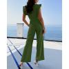 imageBTFBM Jumpsuits For Women 2026 Crew Neck Dressy Cap Sleeve Belted High Waist Wide Leg Romper One Piece Casual Outfits PocketsArmy Green