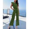 imageBTFBM Jumpsuits For Women 2026 Crew Neck Dressy Cap Sleeve Belted High Waist Wide Leg Romper One Piece Casual Outfits PocketsArmy Green