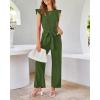 imageBTFBM Jumpsuits For Women 2026 Crew Neck Dressy Cap Sleeve Belted High Waist Wide Leg Romper One Piece Casual Outfits PocketsArmy Green