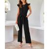imageBTFBM Jumpsuits For Women 2026 Crew Neck Dressy Cap Sleeve Belted High Waist Wide Leg Romper One Piece Casual Outfits PocketsBlack