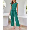 imageBTFBM Jumpsuits For Women 2026 Crew Neck Dressy Cap Sleeve Belted High Waist Wide Leg Romper One Piece Casual Outfits PocketsBlue Green