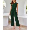 imageBTFBM Jumpsuits For Women 2026 Crew Neck Dressy Cap Sleeve Belted High Waist Wide Leg Romper One Piece Casual Outfits PocketsDark Green
