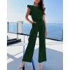 imageBTFBM Jumpsuits For Women 2026 Crew Neck Dressy Cap Sleeve Belted High Waist Wide Leg Romper One Piece Casual Outfits PocketsDark Green