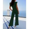 imageBTFBM Jumpsuits For Women 2026 Crew Neck Dressy Cap Sleeve Belted High Waist Wide Leg Romper One Piece Casual Outfits PocketsDark Green