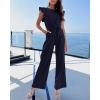 imageBTFBM Jumpsuits For Women 2026 Crew Neck Dressy Cap Sleeve Belted High Waist Wide Leg Romper One Piece Casual Outfits PocketsNavy