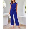 imageBTFBM Jumpsuits For Women 2026 Crew Neck Dressy Cap Sleeve Belted High Waist Wide Leg Romper One Piece Casual Outfits PocketsRoyal Blue